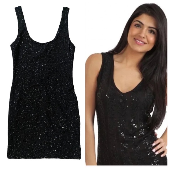Lily Rose NWT Black Sequin Dress Small - Picture 1 of 8